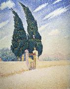 Paul Signac two cypresses mistral oil painting on canvas